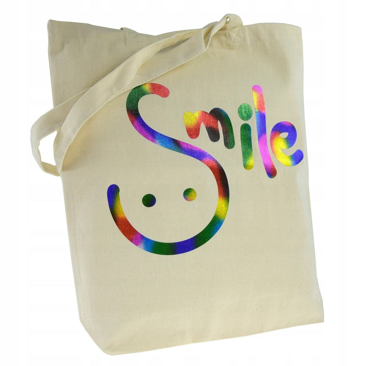 TORBA bawełniana 220g ECRU z nadrukiem SMILE torebka do pracy na uczelnie