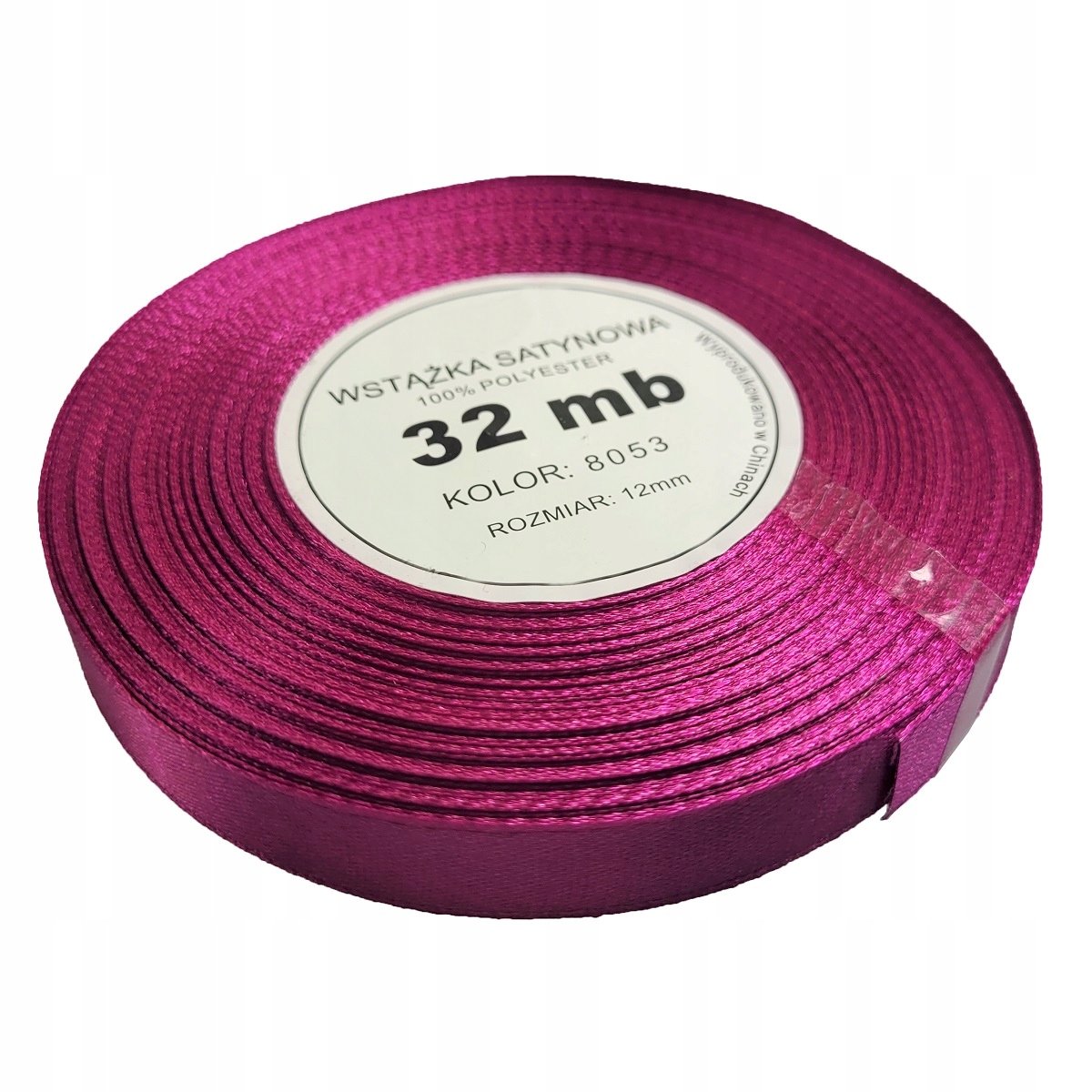 wstążka satynowa WS 8053 fuksja 12mm 32mb 1 szt do pakowania prezentów