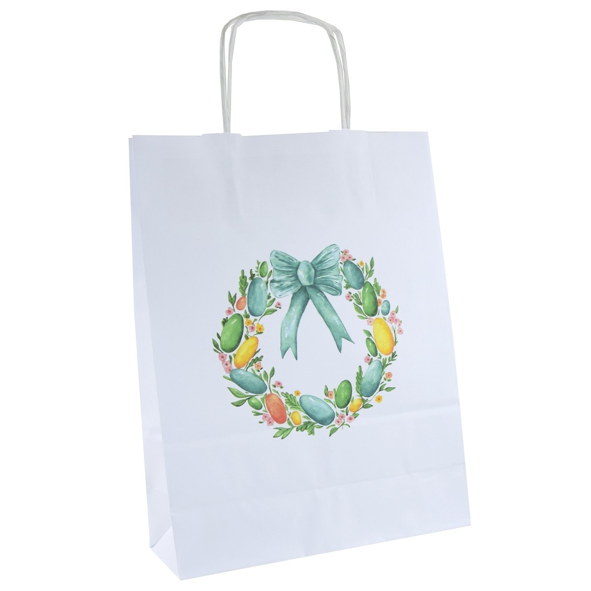 torba papierowa z nadrukiem WIELKANOC wianuszek świąteczny 24x10x32 cm x1