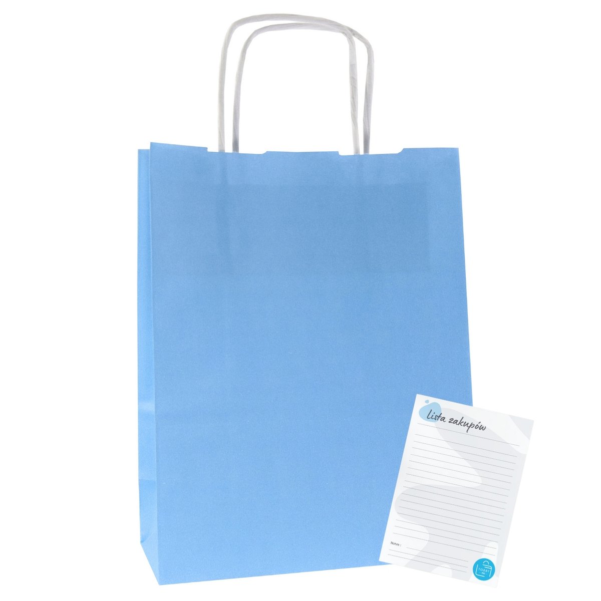 TORBY papierowe 18x8x22cm Torebki A5 BŁĘKITNE torba papierowa na zakupy 25x