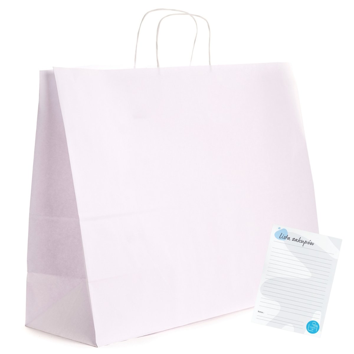 torby papierowe BIAŁE 50x18x39cm torba pojemna DUŻA torebki do sklepu 200x