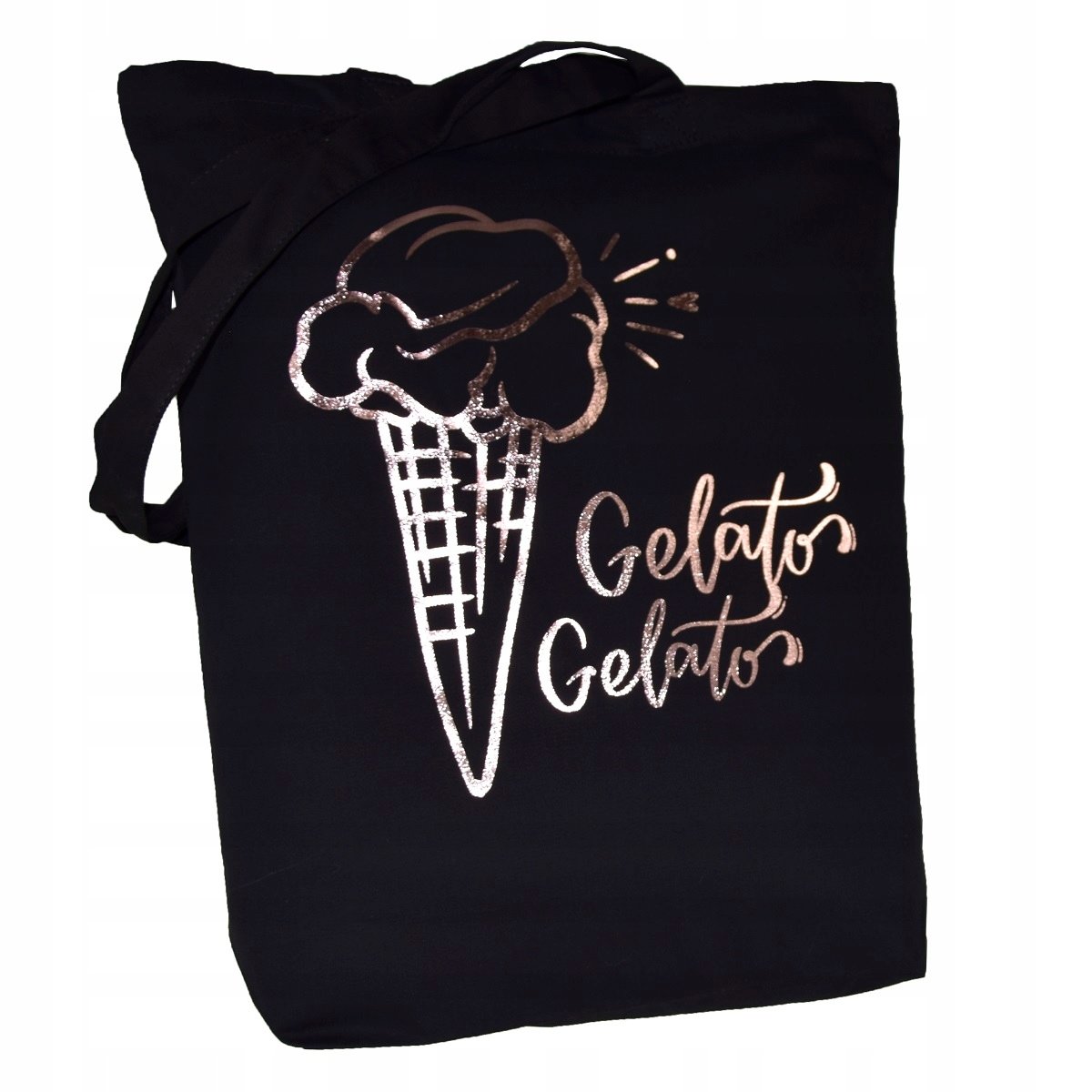 TORBA bawełniana czarna 220g z nadrukiem GELATO TOREBKA siatka na zakupy