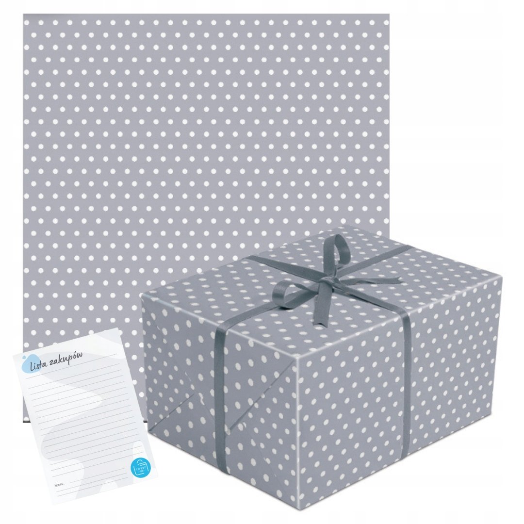 Papier do pakowania prezentów SREBRNY szary 70x200 OZDOBNY święta urodziny
