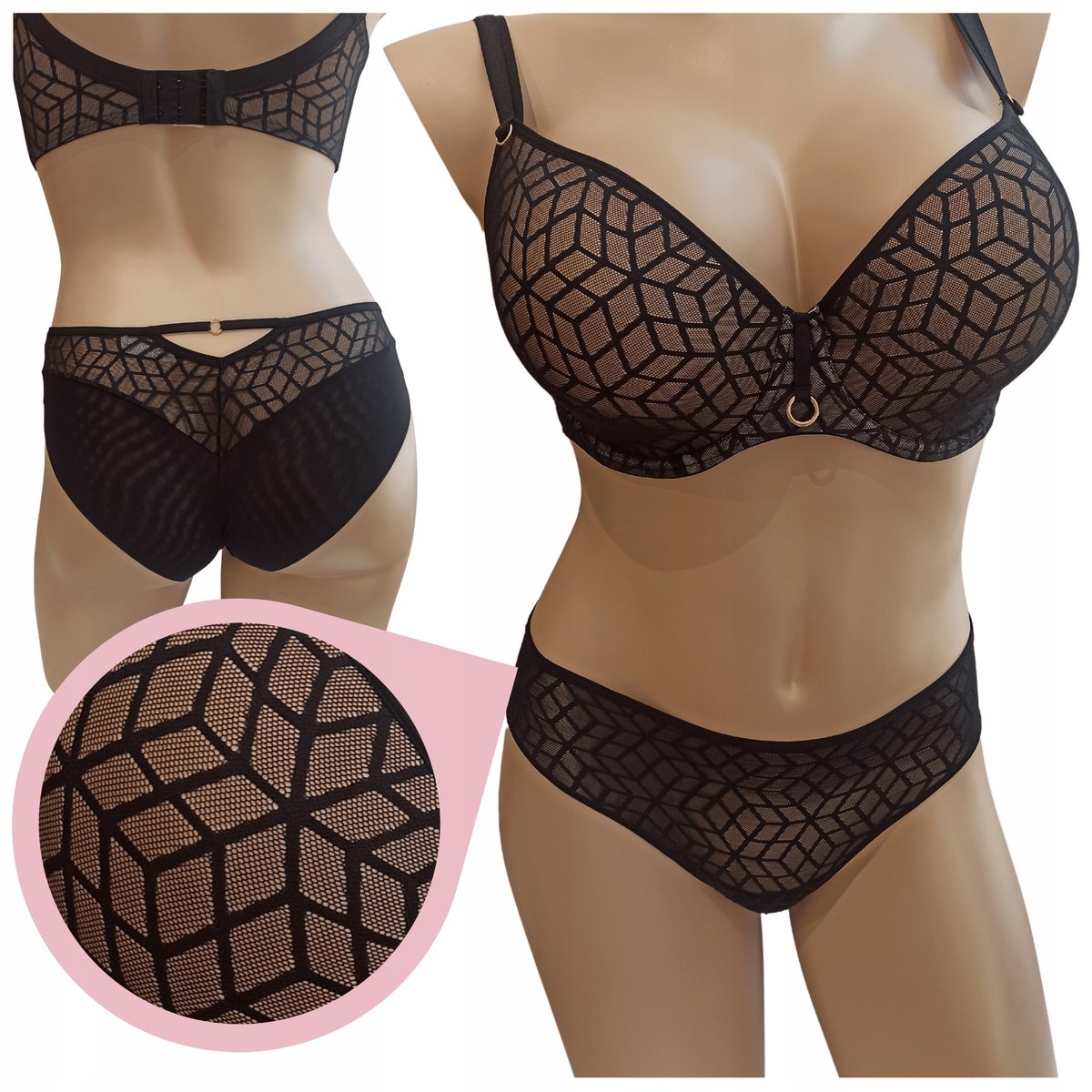 Majtki Lemax SECRET 3949-04 czarne brazyliany siateczka figi - S
