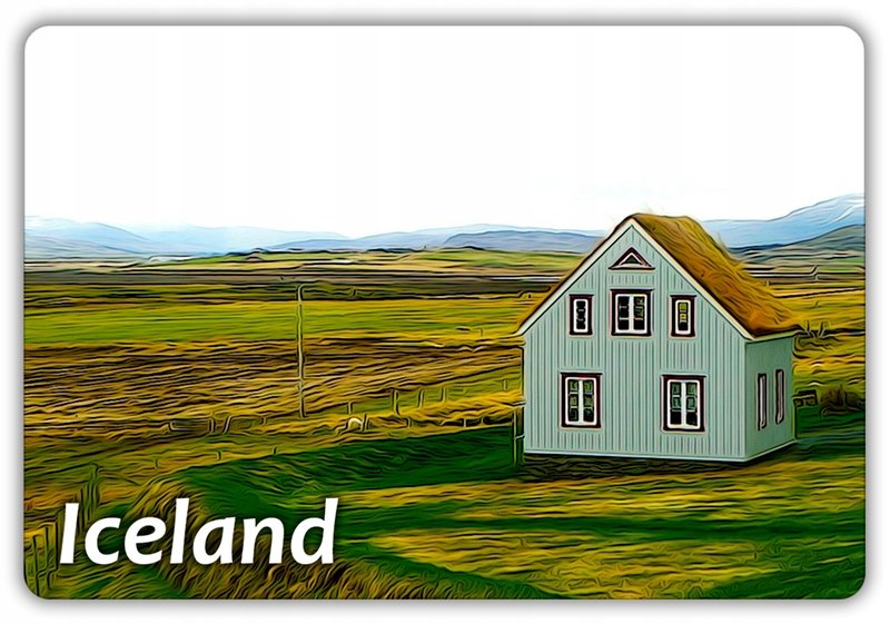 ISLANDIA - Krajobraz - Domek - Magnes na lodówkę