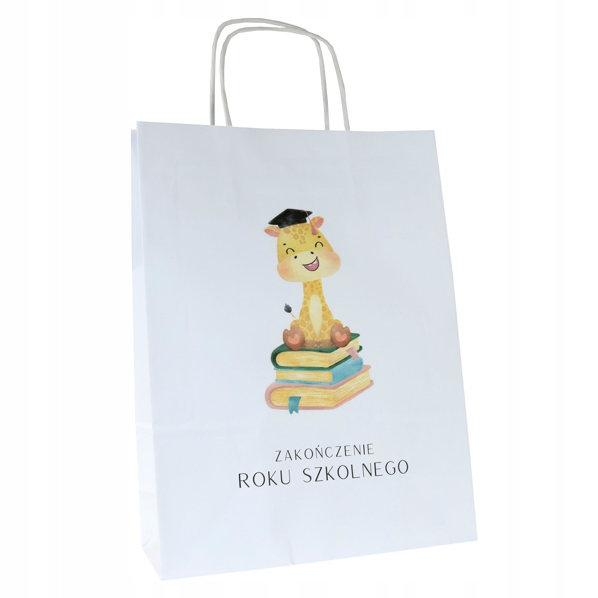 torba papierowa na zakończenie szkoły 24x10x32cm dla dzieci ŻYRAFA prezent