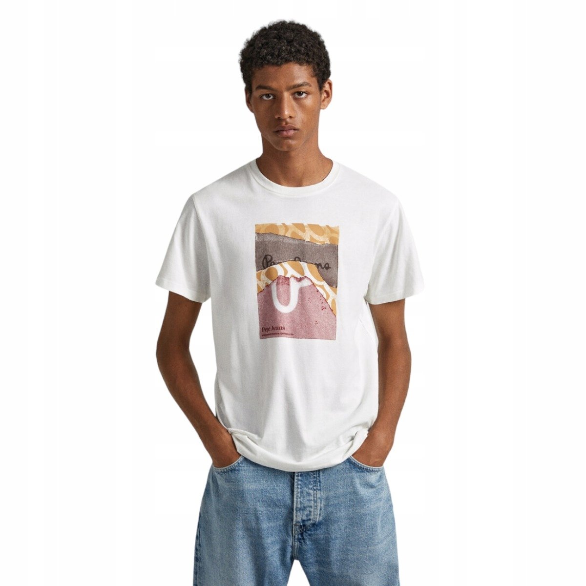 PEPE JEANS KOSZULKA MĘSKA T-SHIRT KENELM ECRU r.M