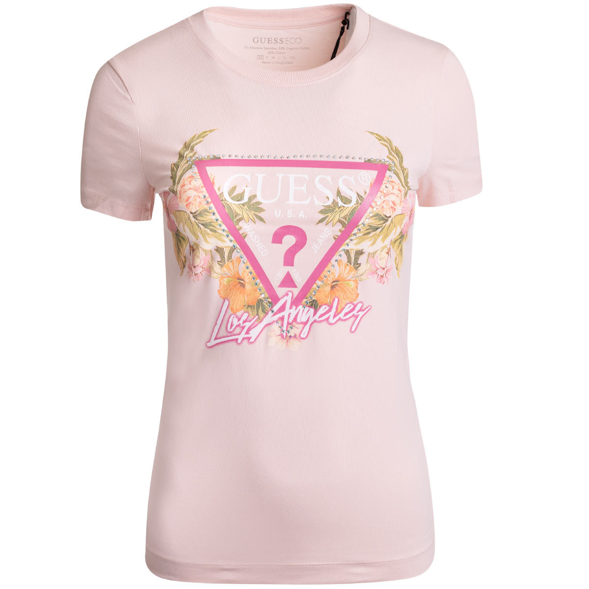 Guess Koszulka Damska T-Shirt Pudrowy Róż R. S