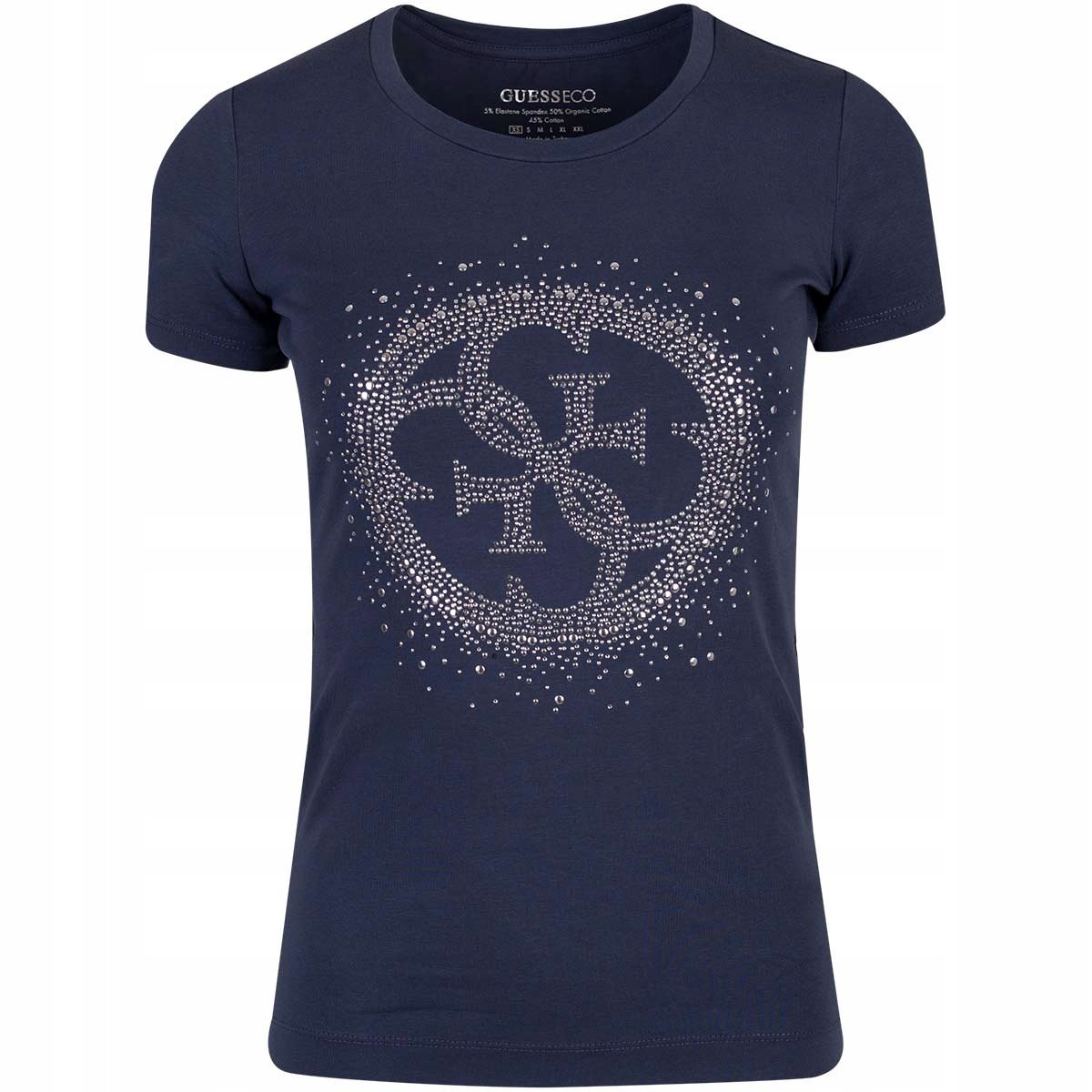 GUESS KOSZULKA DAMSKA T-SHIRT 4G LOGO GRANATOWA XS