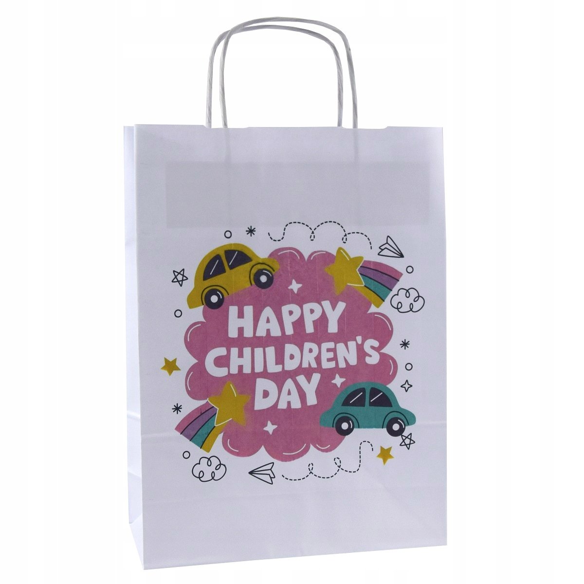 torba papierowa z nadrukiem DZIEŃ DZIECKA torebka prezentowa 24x10x32cm