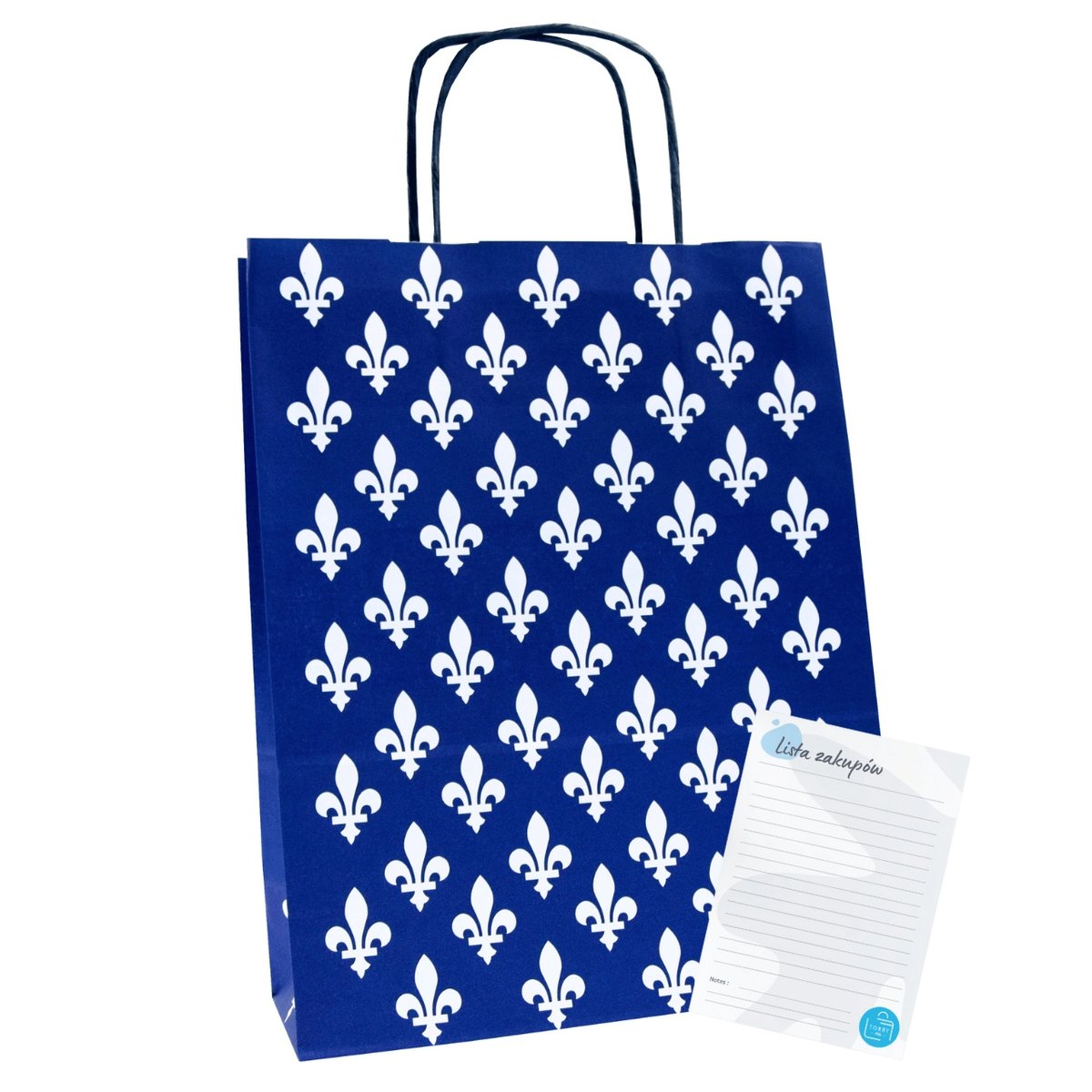 TORBY papierowe 25x11x31 Torebki prezentowe A4 GRANATOWO BIAŁE wozrki 10szt