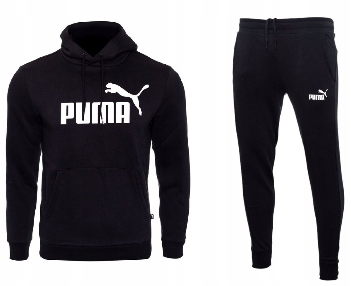 PUMA MĘSKI DRES KOMPLETNY ESS LOGO CZARNY r.L