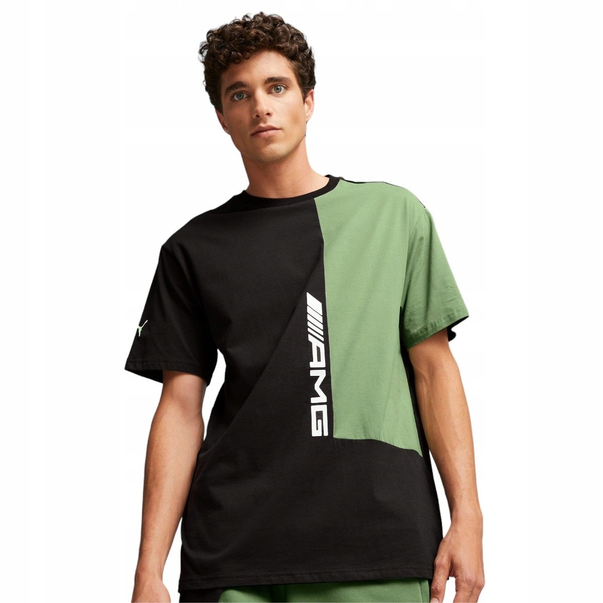PUMA KOSZULKA MĘSKA T-SHIRT AMG STATEMENT TEE CZARNO-ZIELONA r.M