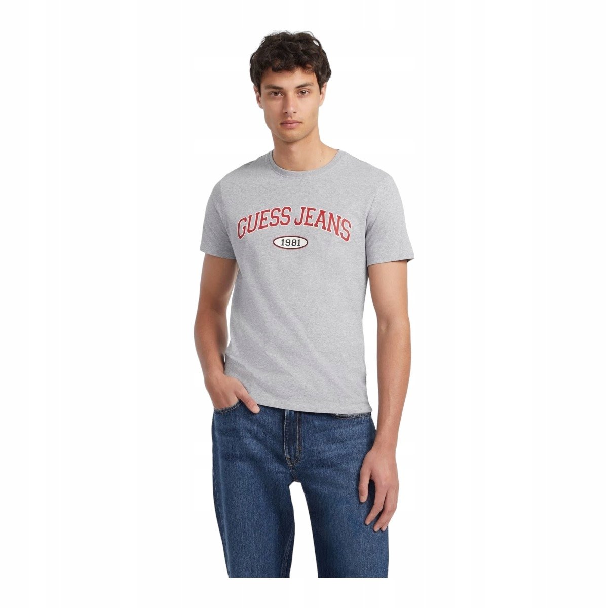 GUESS KOSZULKA MĘSKA T-SHIRT GJ SS CN SLIM SZARA r.L