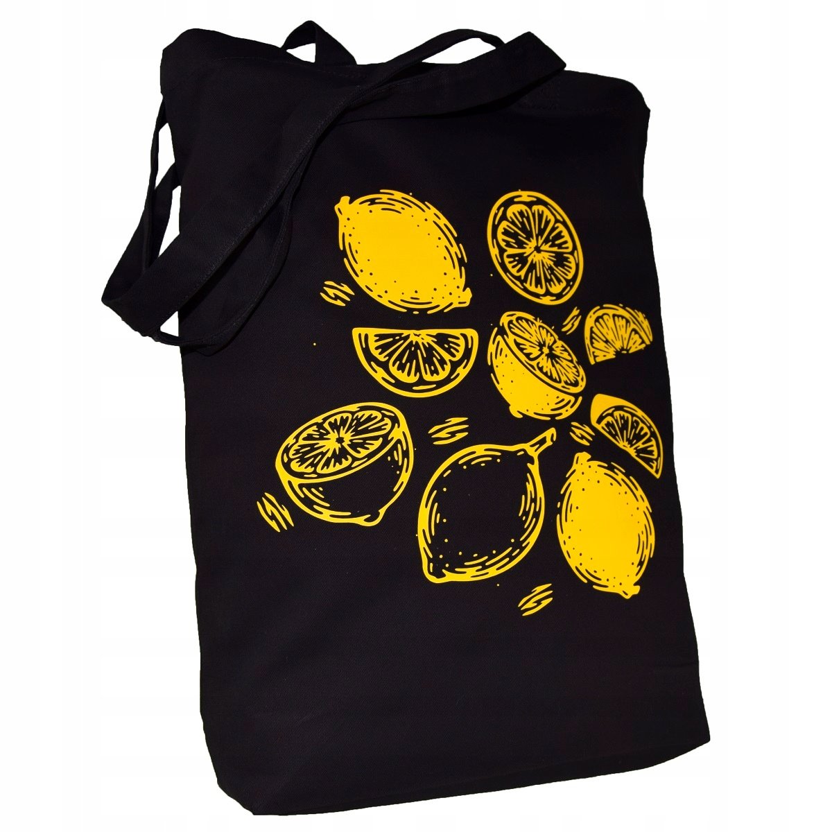 TORBA bawełniana czarna 220g z nadrukiem LEMON cytryny siatka na zakupy