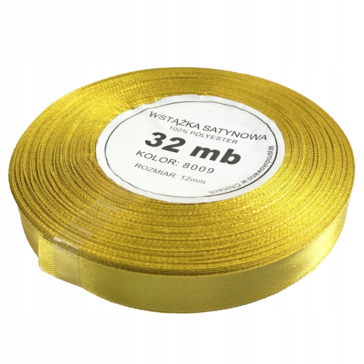 wstążka satynowa WS 8009 złota 12mm rolka 32mb 1 szt do pakowania prezentów