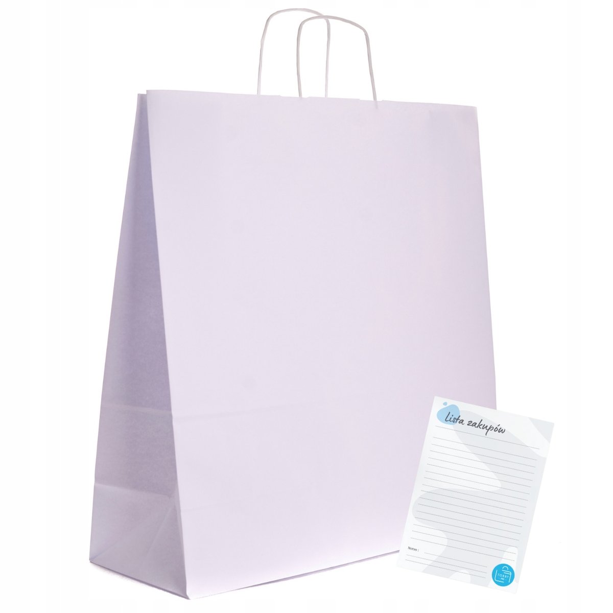 TORBA papierowa BIAŁA TORBY DUŻE na zakupy 45x17x48cm mocne torebki 100 szt