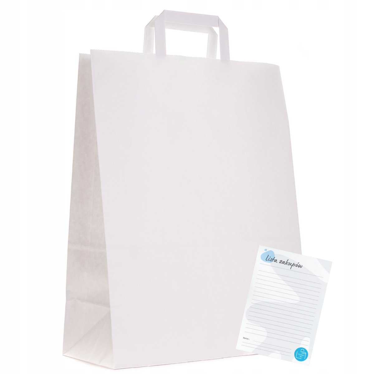 torba papierowa mocna biała torby na zakupy 32x16x43cm duże torebki 50 szt