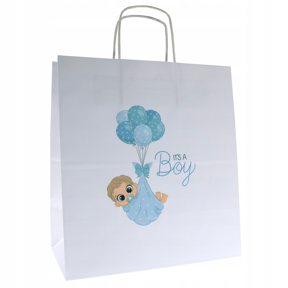 torba na prezent z nadrukiem It's a BOY 30x17x34 baby shower na ciasto duża