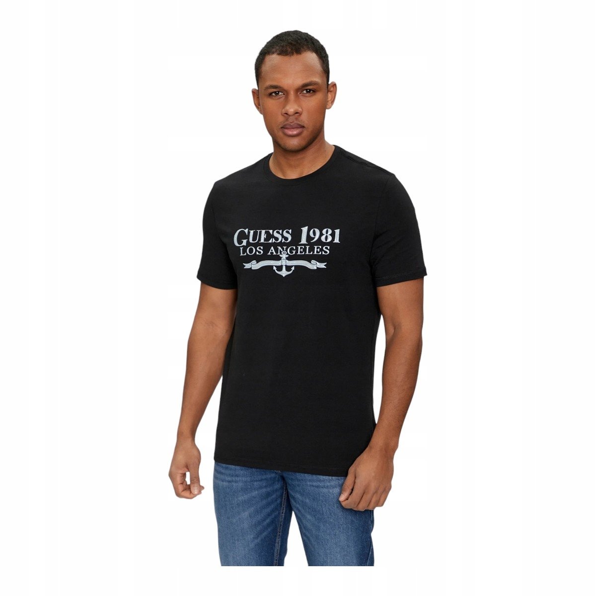 GUESS KOSZULKA MĘSKA T-SHIRT SS CN GUESS 1981 TRIANGLE TEE CZARNA r.M