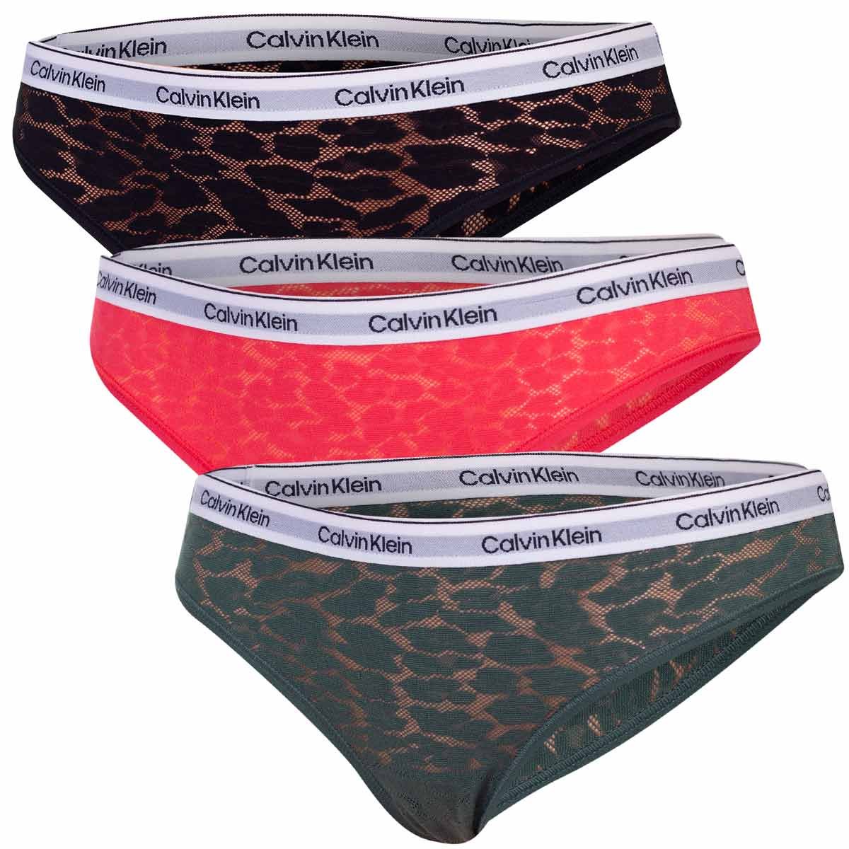 Calvin Klein Bikini Damskie Majtki 3Pk Czarne/Różowe/Zielone R.Xs