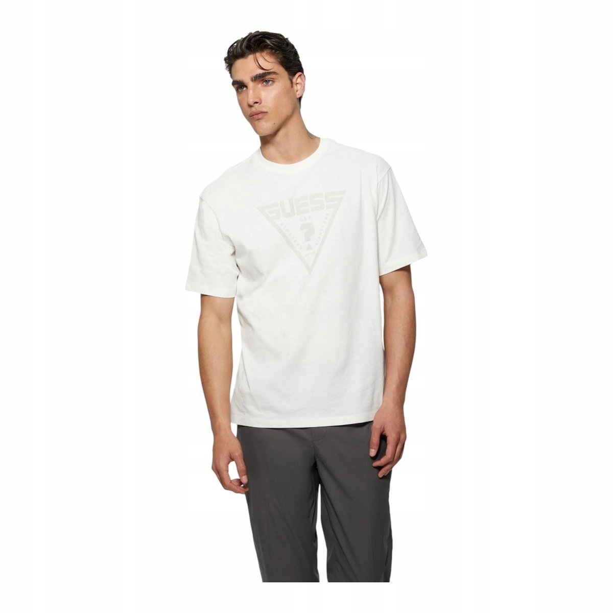 GUESS KOSZULKA MĘSKA T-SHIRT ALINO CN T-SHIRT ECRU r.XL