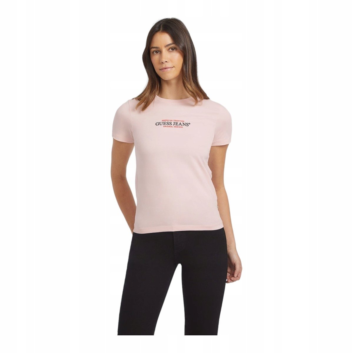Guess Koszulka Damska T-Shirt Gj Ss Cn Slim American Różowa R.M