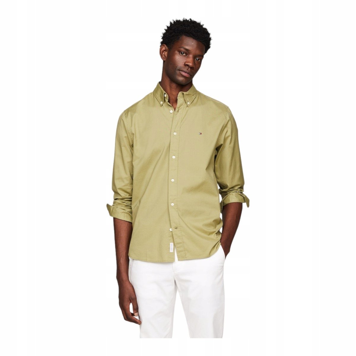 Tommy Hilfiger Męska Koszula Flex Poplin Rf Shirt Zielona R. L
