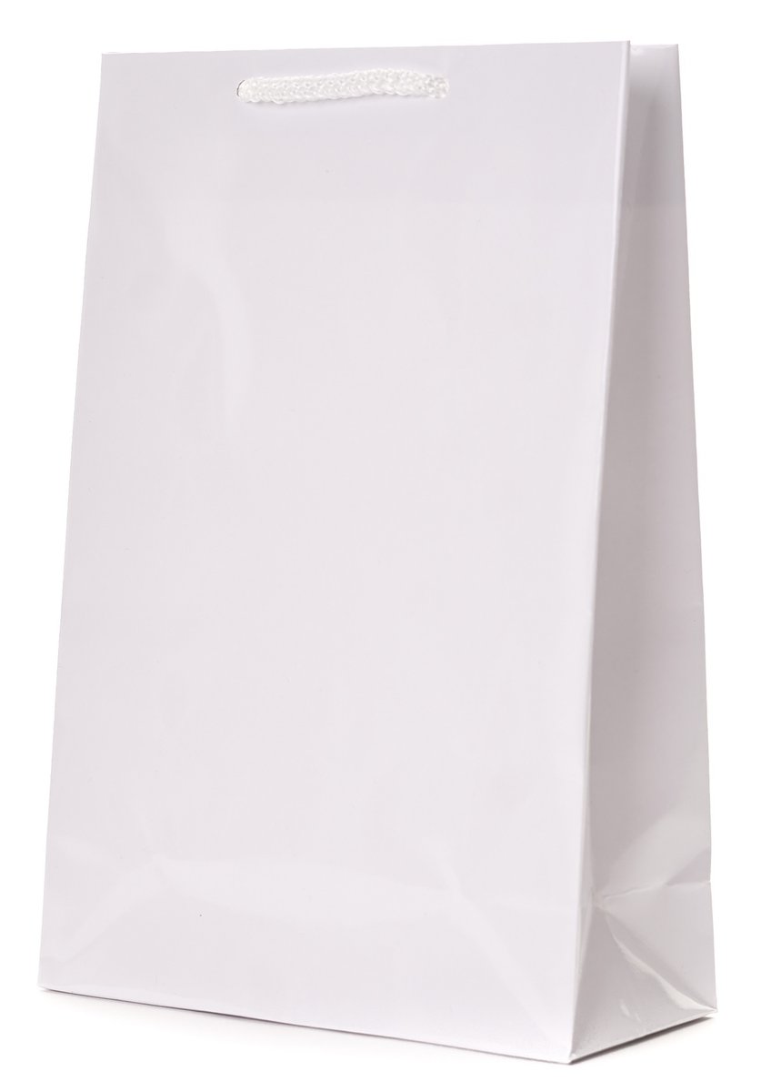 Torba papierowa laminowana BIAŁA 17x7x25 pakiet 100 szt eleganckich toreb