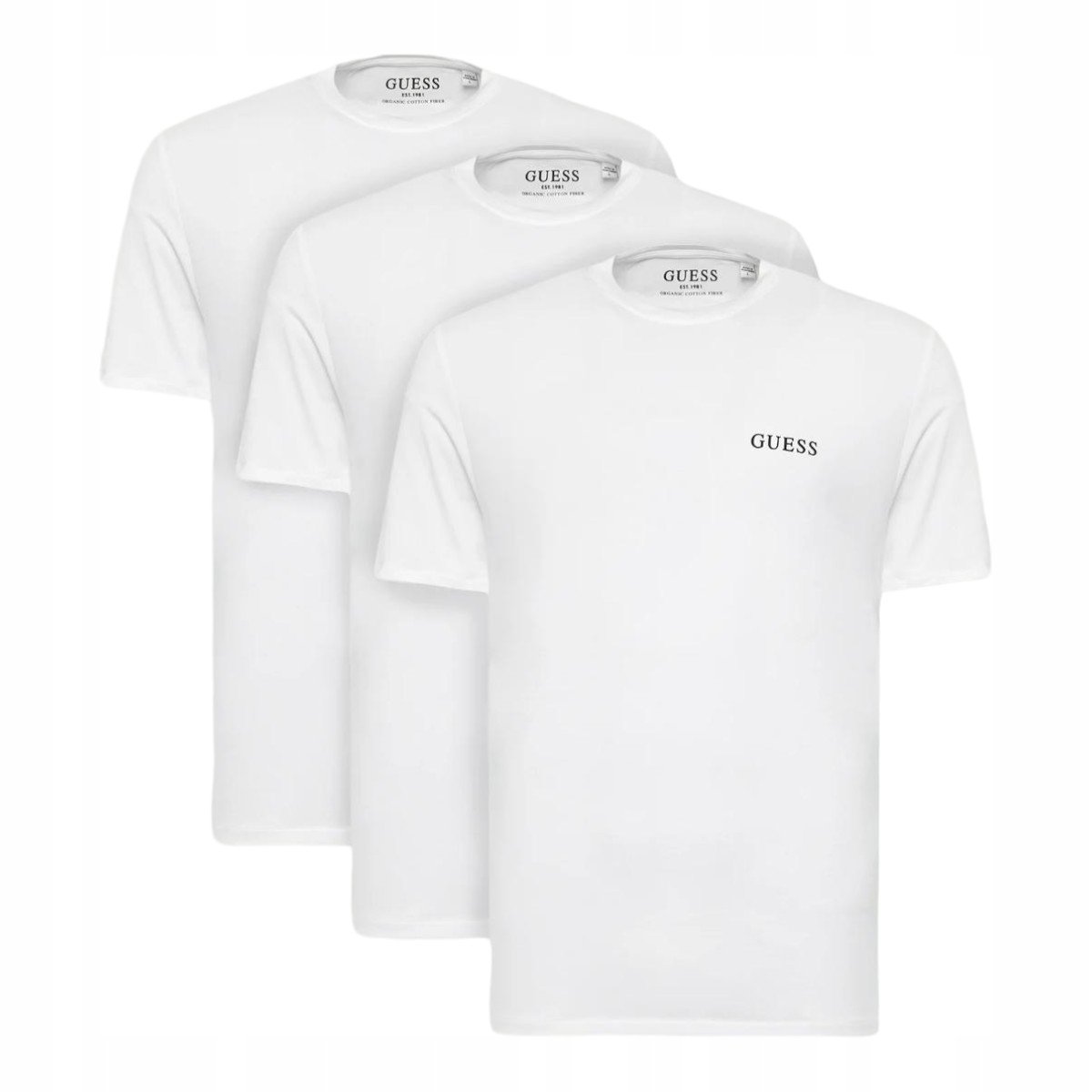 GUESS KOSZULKA MĘSKA T-SHIRT 3P TEE 3PACK BIAŁA r.M