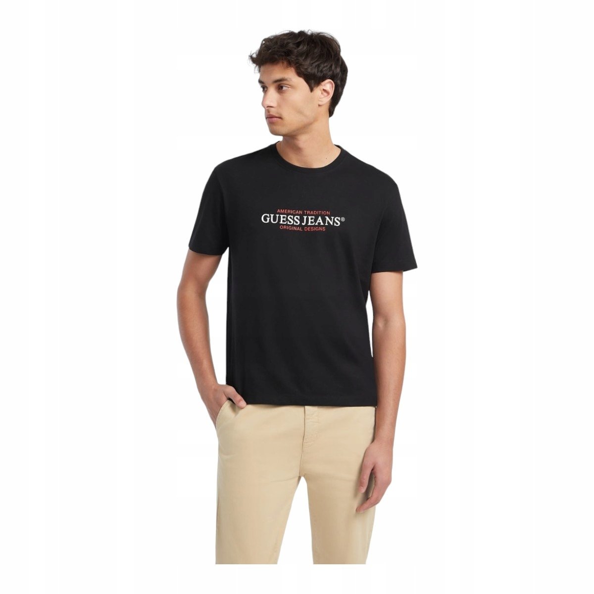Guess Koszulka Męska T-Shirt Gj Ss Cn Reg American Czarna R.Xl