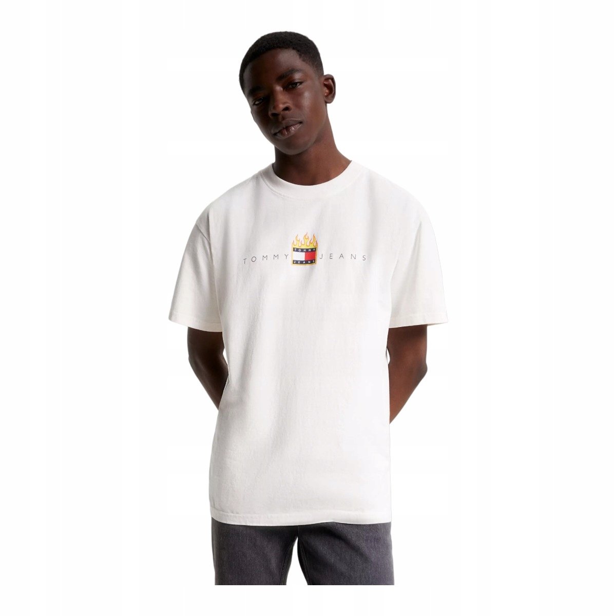 Tommy Hilfiger Koszulka Męska T-Shirt Tjm Rlx Linear Fire Flag Ecru R.M