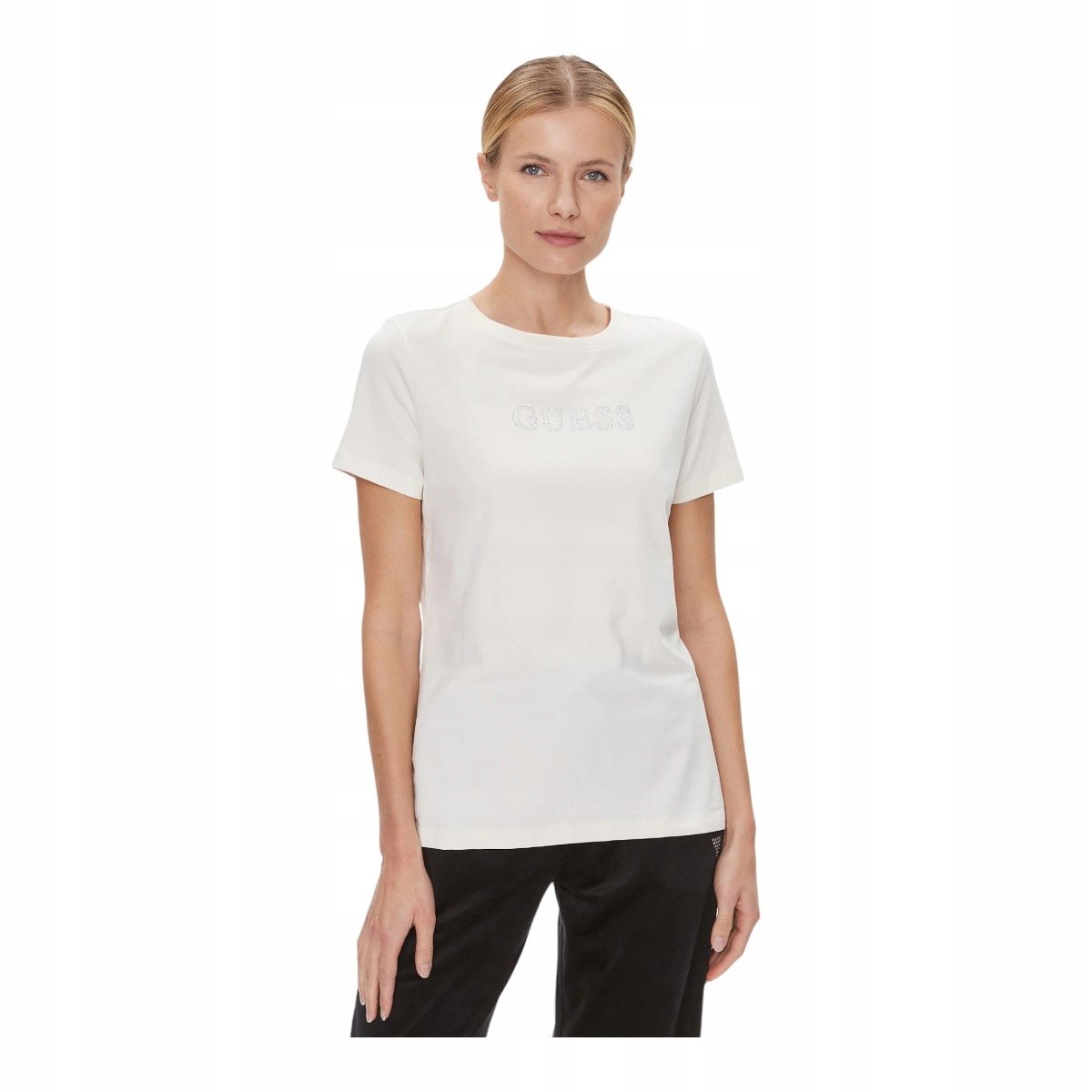 GUESS KOSZULKA DAMSKA T-SHIRT BRIANA SS T-SHIRT ECRU r.XS