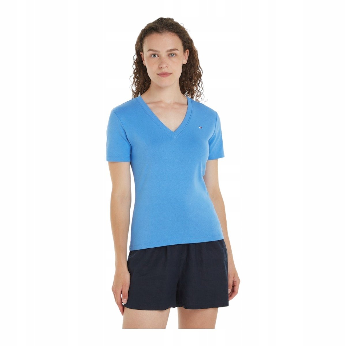 Tommy Hilfiger Koszulka Damska T-Shirt New Slim Cody V-Nk Ss Niebieska R.S
