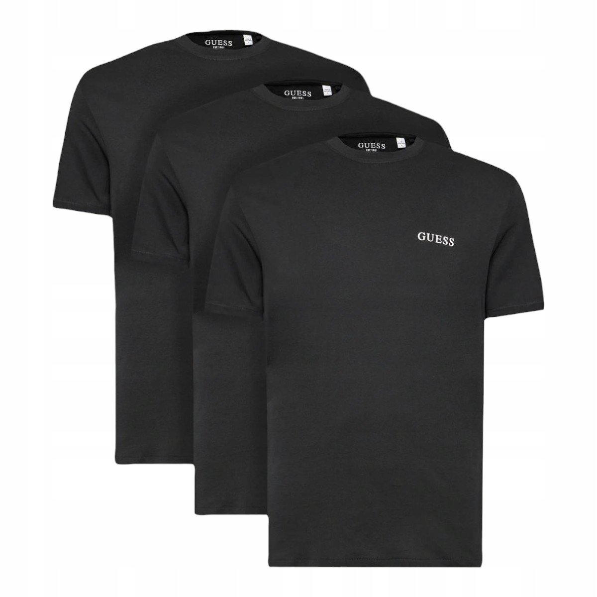 GUESS KOSZULKA MĘSKA T-SHIRT 3P TEE 3PACK CZARNA r.M