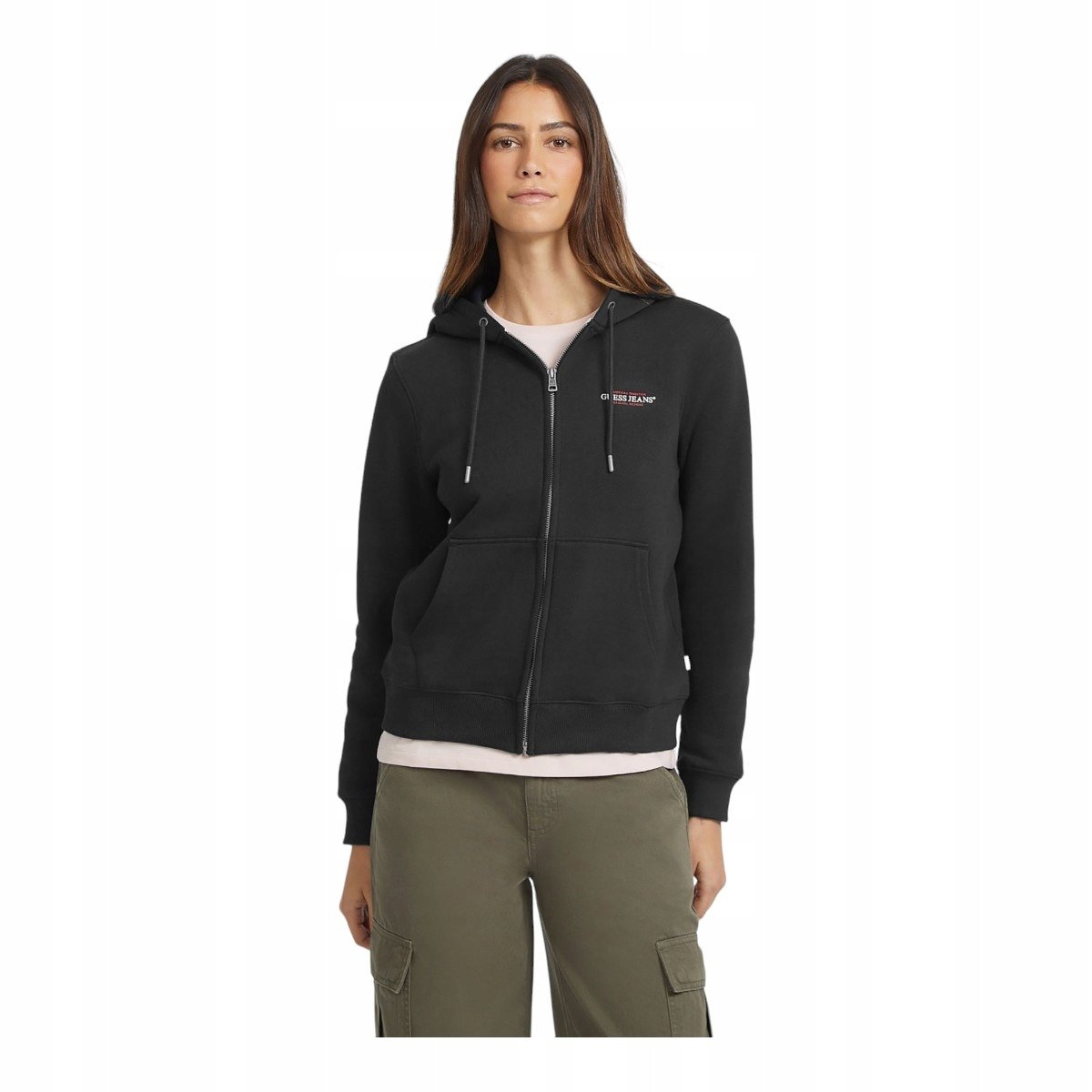 GUESS BLUZA DAMSKA GJ ZIP HOOD REG MINI CZARNA r.L