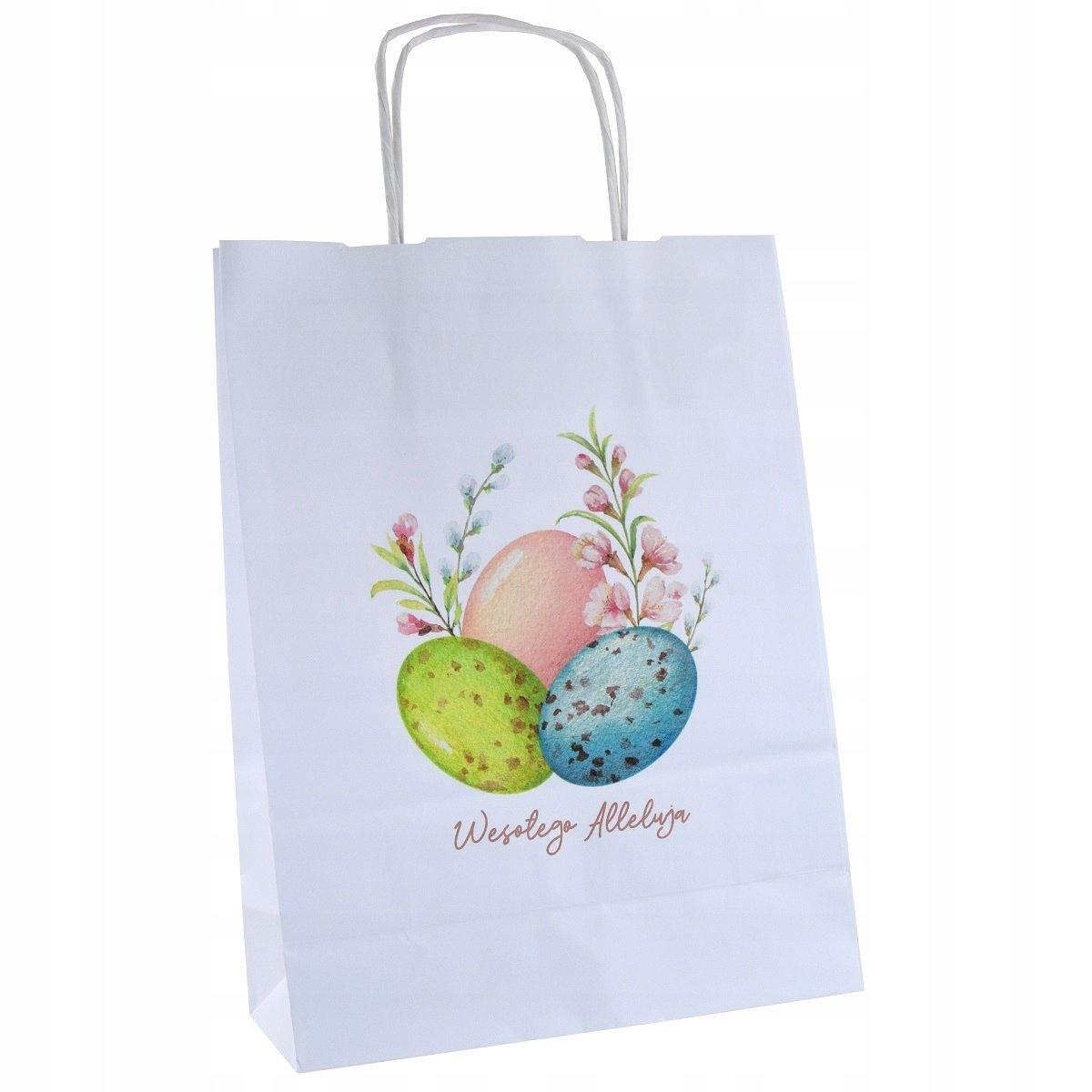 torba papierowa 24x10x32 z nadrukiem WIELKANOC pisanki x1