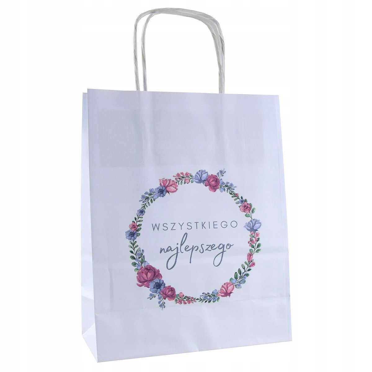 torebka prezentowa na urodziny imieniny KWIATY torba 18x8x22cm z nadrukiem