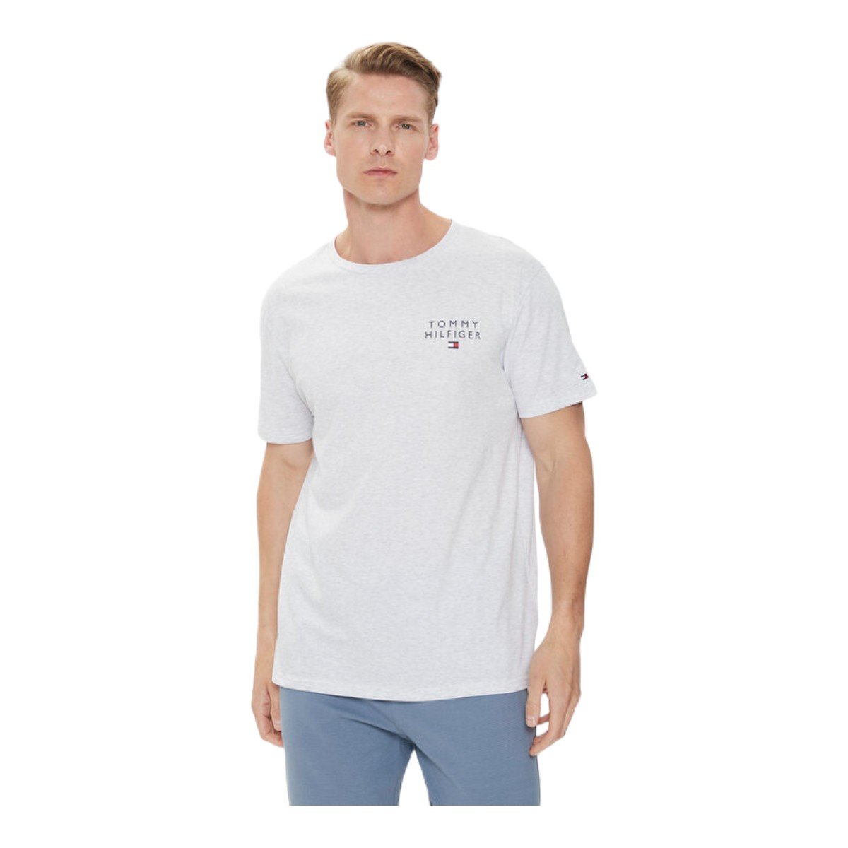 TOMMY HILFIGER KOSZULKA MĘSKA T-SHIRT CN SS TEE LOGO SZARA r.L