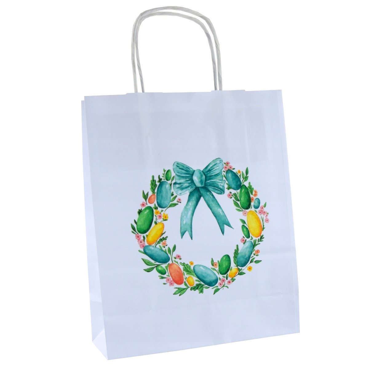 torba papierowa z nadrukiem A5 18x8x22 cm mała na WIELKANOC wianuszek x1