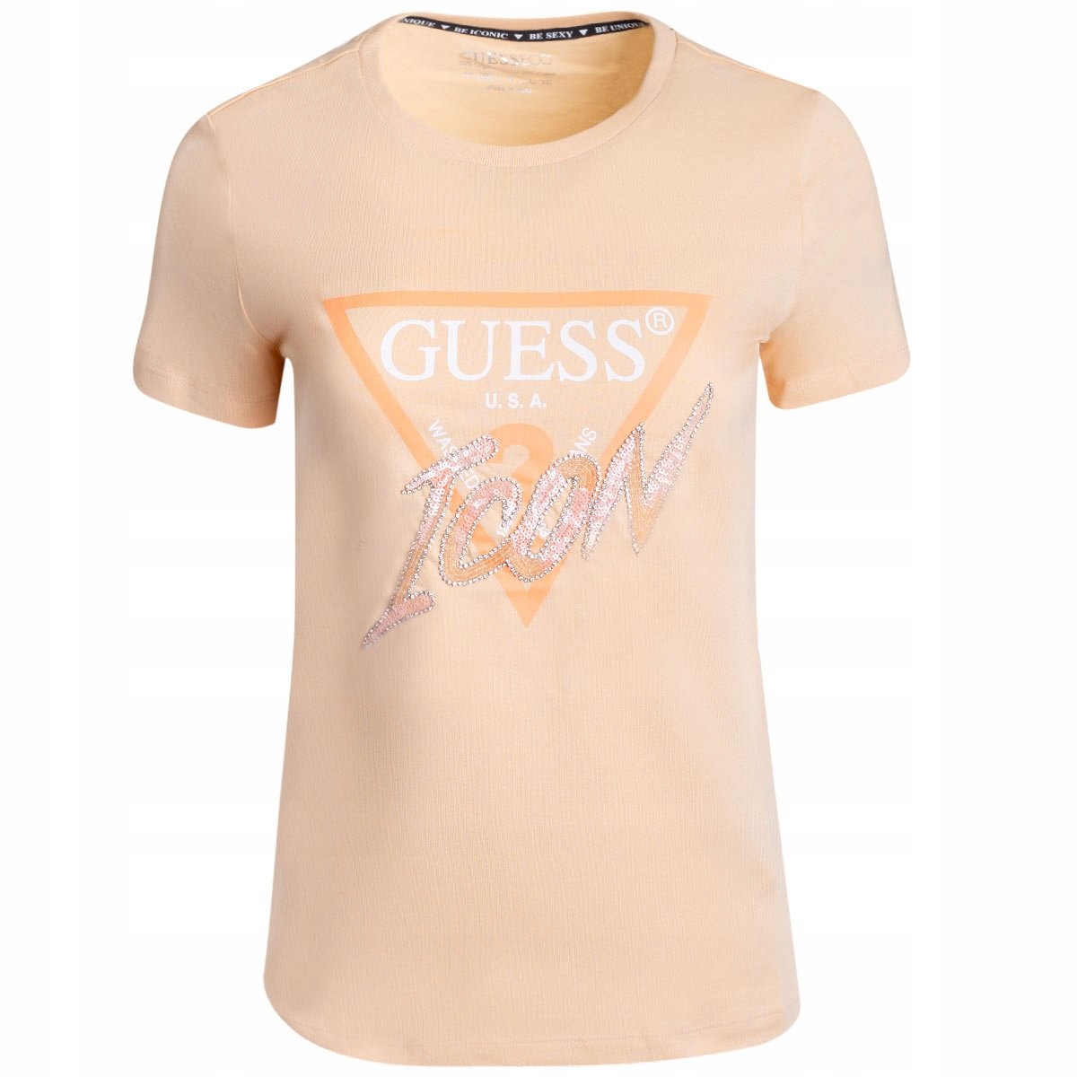 GUESS KOSZULKA DAMSKA T-SHIRT BEŻOWA r. XS