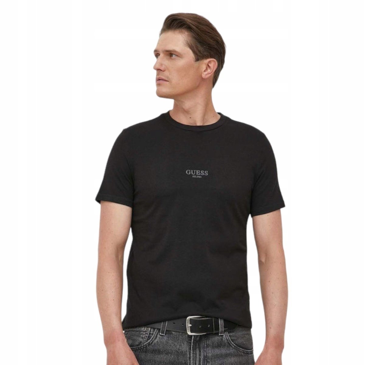 GUESS KOSZULKA MĘSKA T-SHIRT AIDY TEE CZARNA r.L