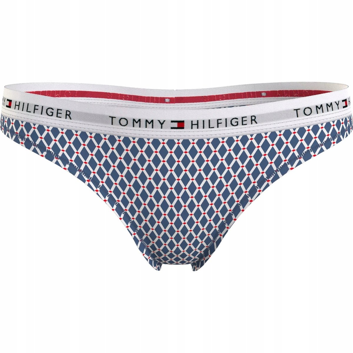 TOMMY HILFIGER STRINGI DAMSKIE MAJTKI 1P THONG PRINT NIEBIESKIE r.M