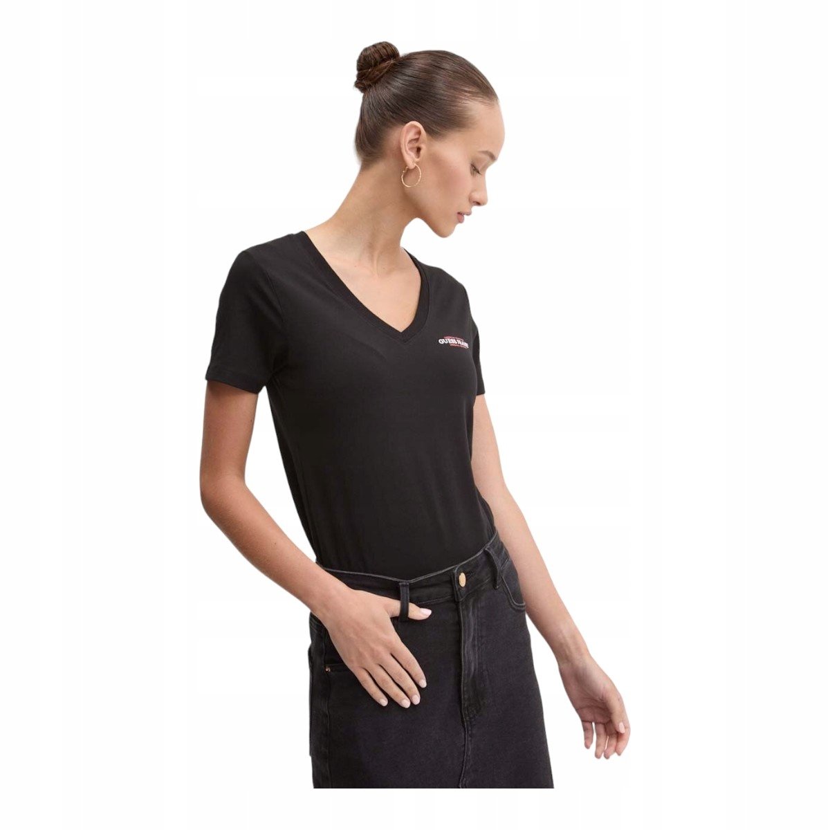 GUESS KOSZULKA DAMSKA T-SHIRT GJ SS VN SLIM MINI CZARNA r.XS