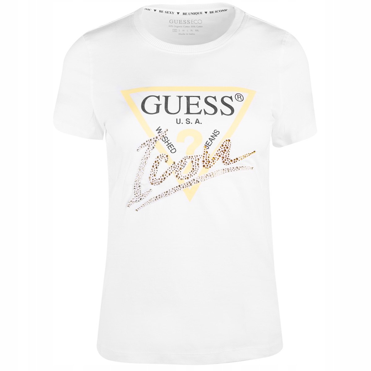 GUESS KOSZULKA DAMSKA T-SHIRT SS CN ICON TEE BIAŁA r.S