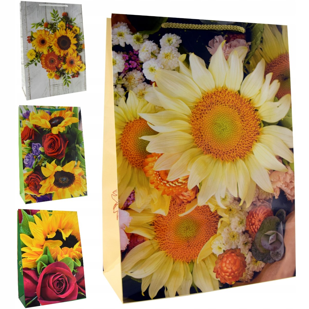 torby prezentowe SŁONECZNIK ozdobne a4 torebki papierowe 10sztuk 22x11x32cm