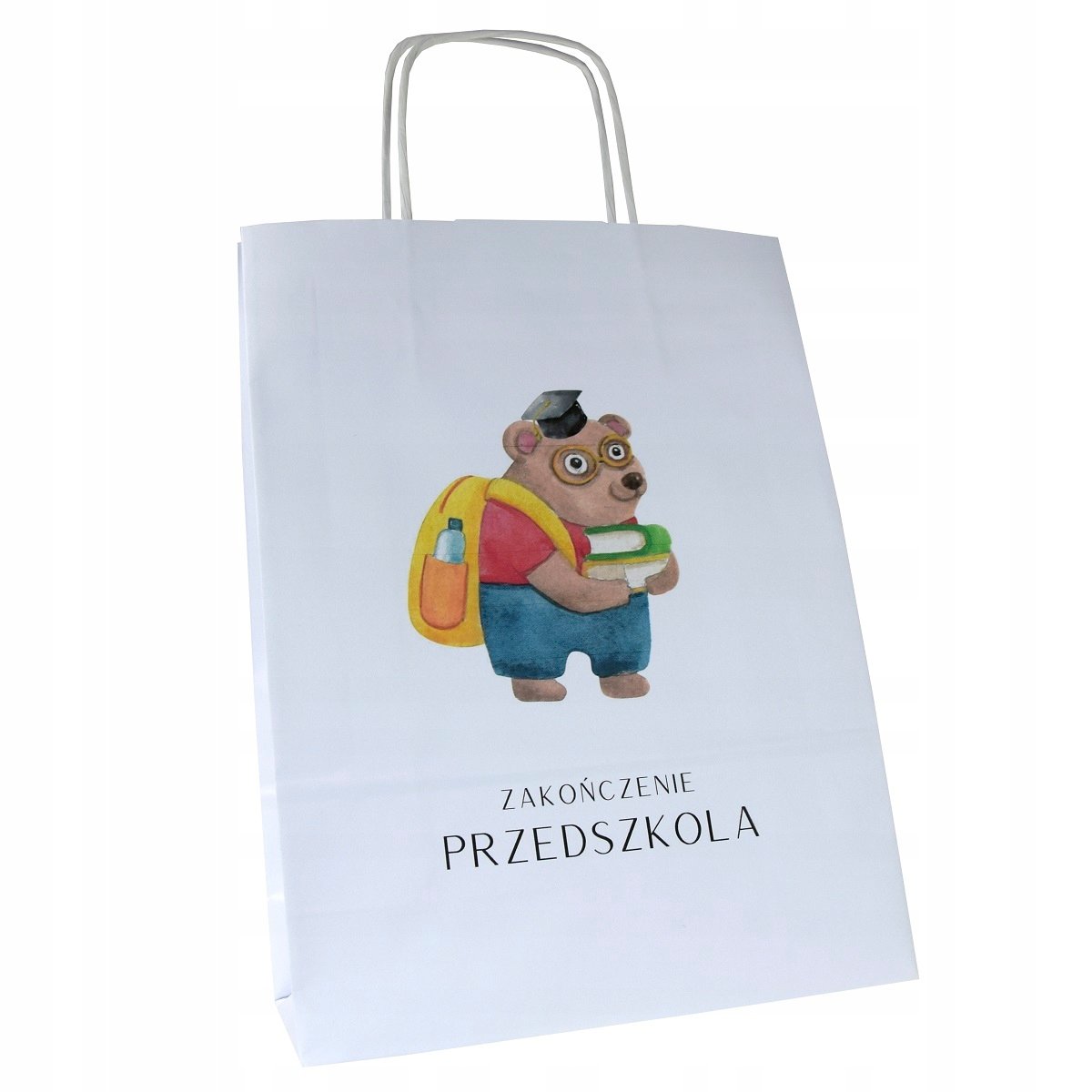 torba papierowa na zakończenie przedszkola 24x10x32cm dla dzieci MISIEK