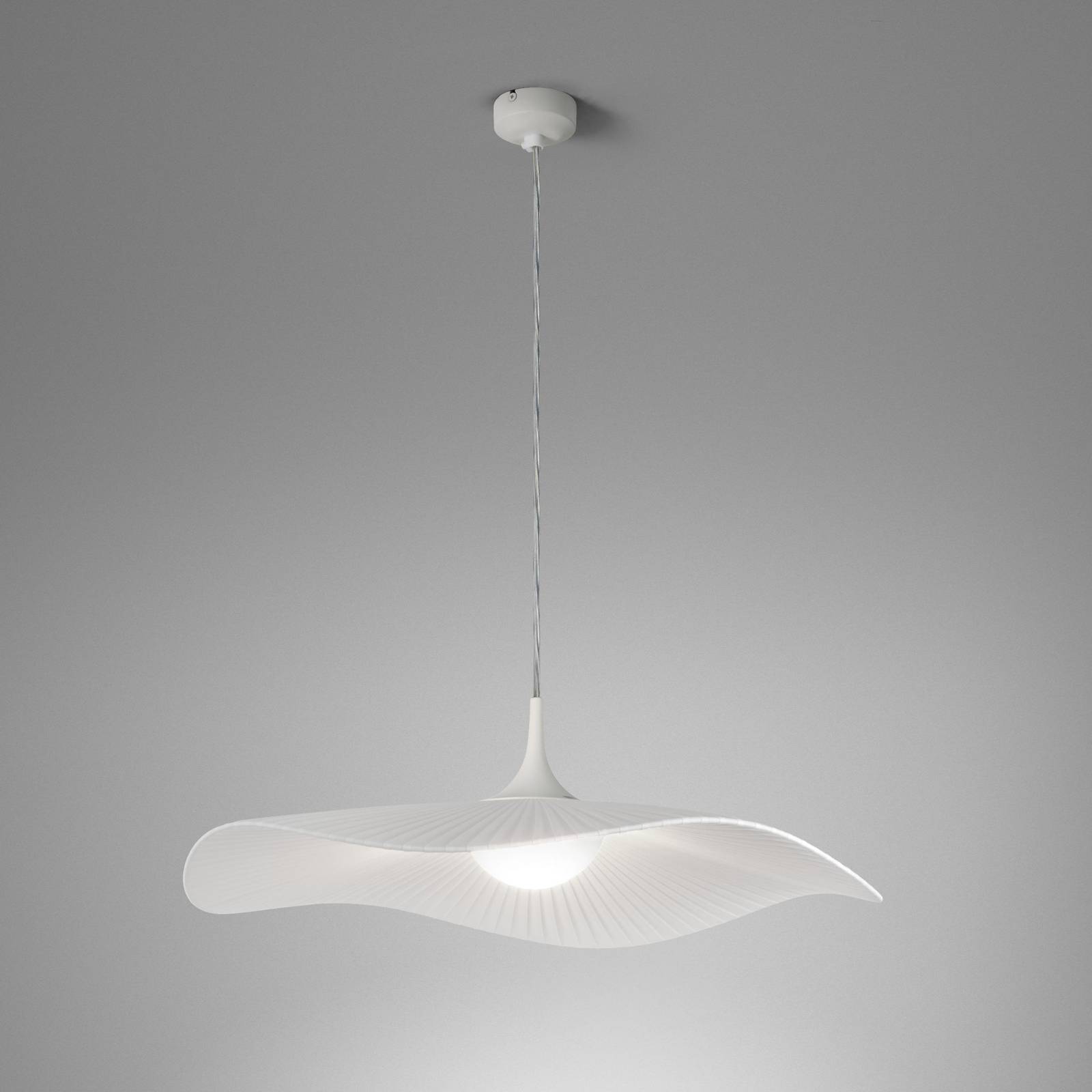 Bover żyrandol LED Mediterránia, biały, Ø 52 cm, tkanina