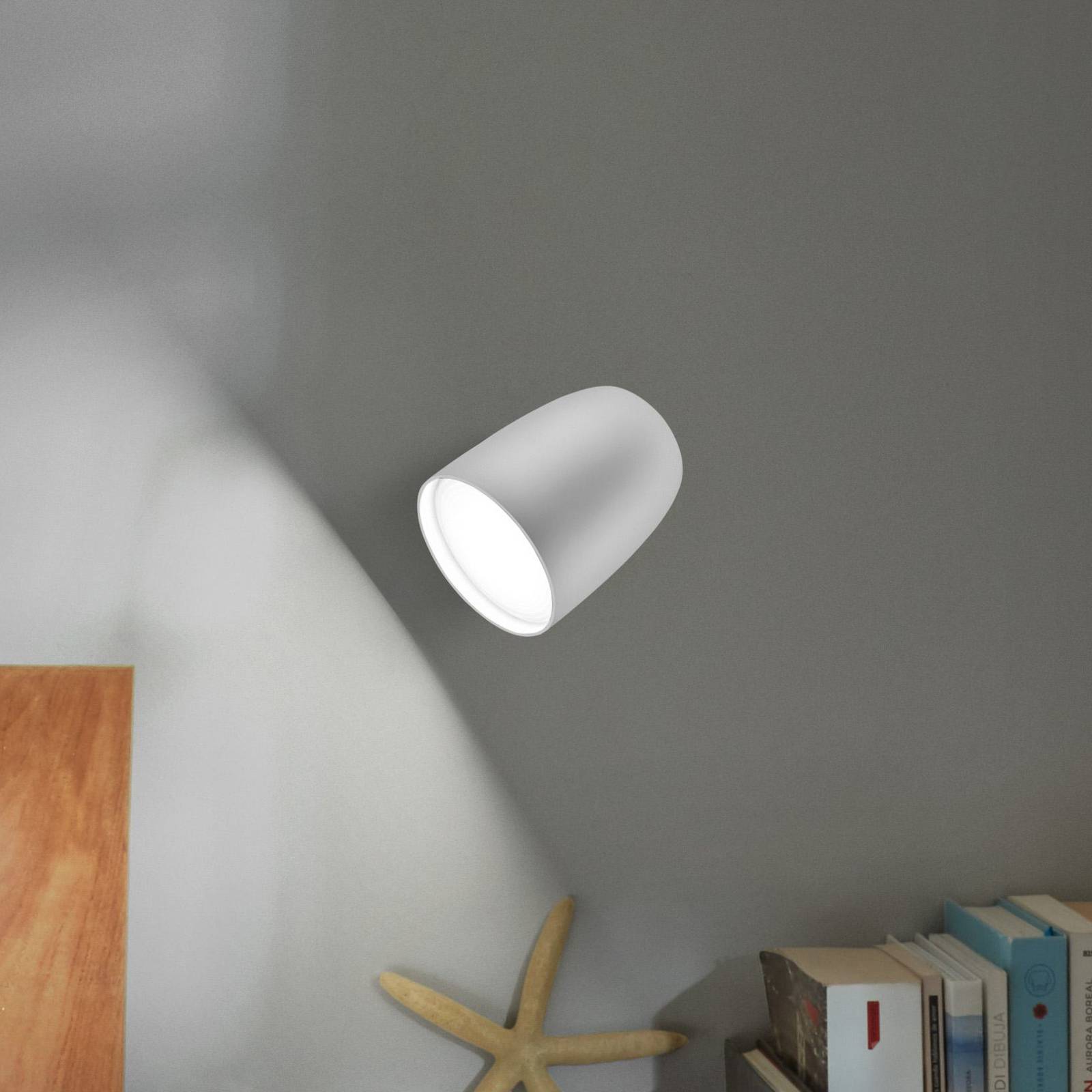 Bover kinkiet zewnętrzny LED Nut, biały, aluminium/stal, wysokość 13,5 cm