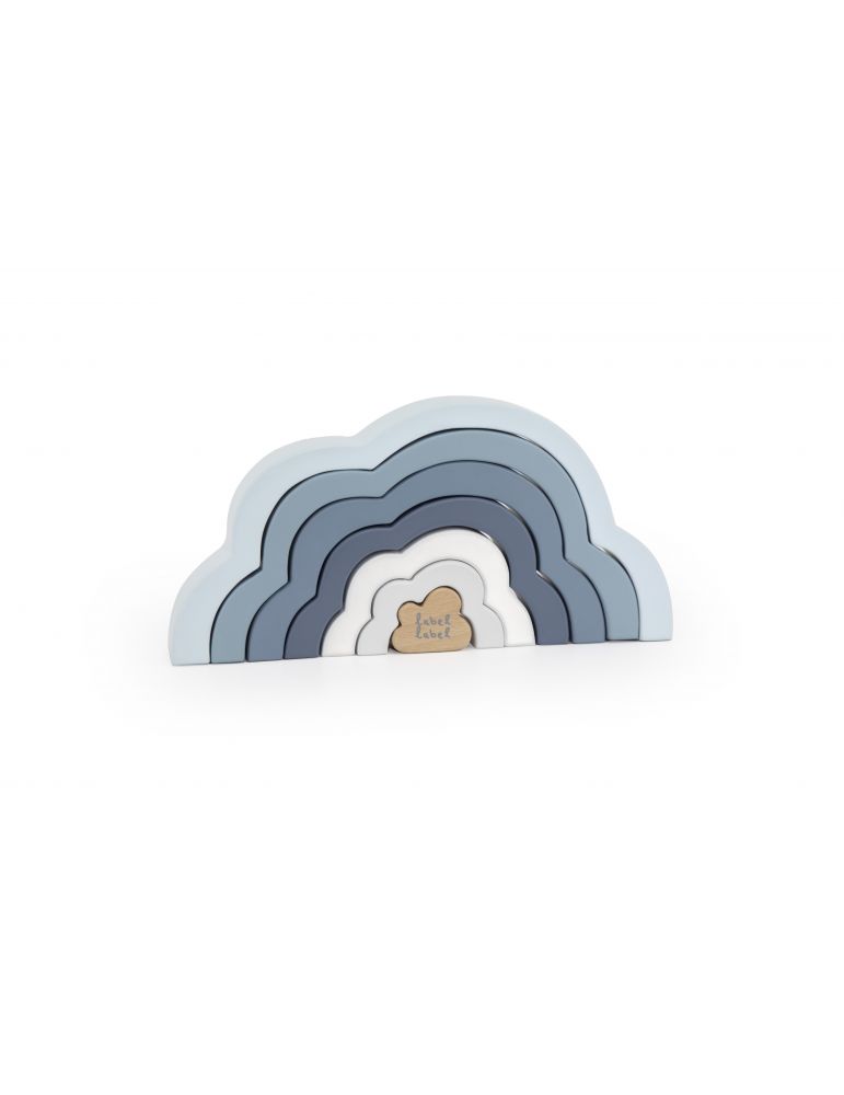 Label label Puzzle drewniane Tęczowa chmurka niebieska